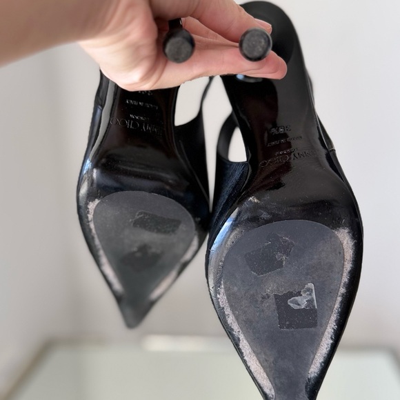EUC Jimmy Choo Isa 95MM Leather Slingback Pumps $975 38.5 - Picture 10 of 12